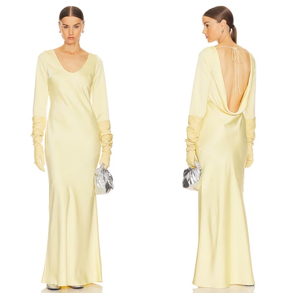 Helsa Angelica Backless Maxi Dress in yellow Size Small
